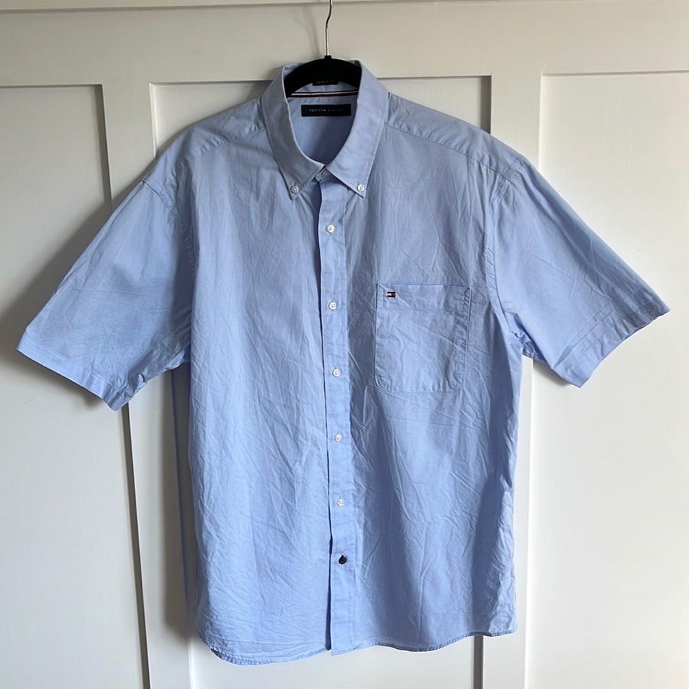Men's Tommy Hilfiger Short Sleeve Button Down Shirt - Danish Blue